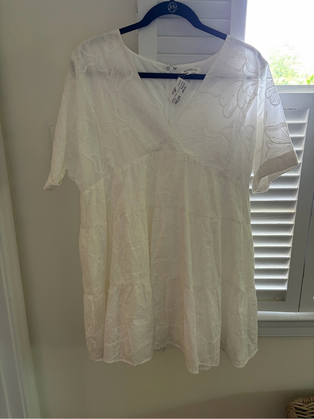 Wishlist White Embroidered V-Neck Tiered Tunic